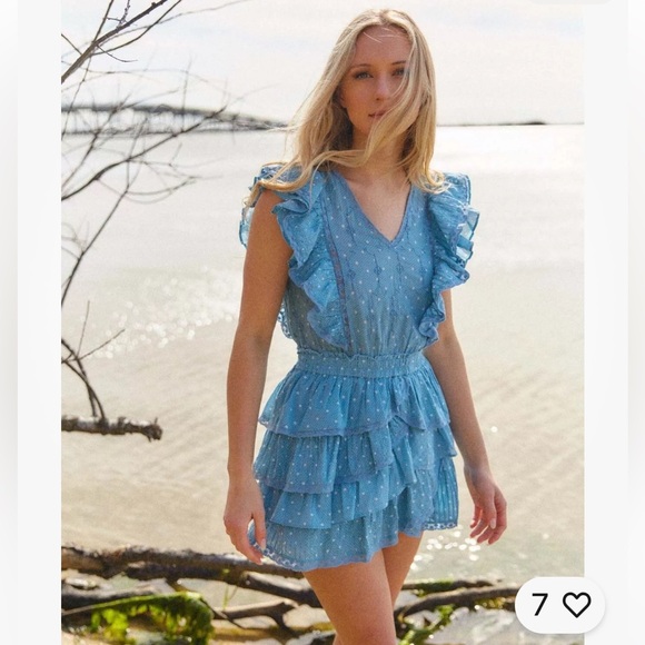 Love shack fancy Corelli Mini Dress - Blue Bonnet - Picture 5 of 9
